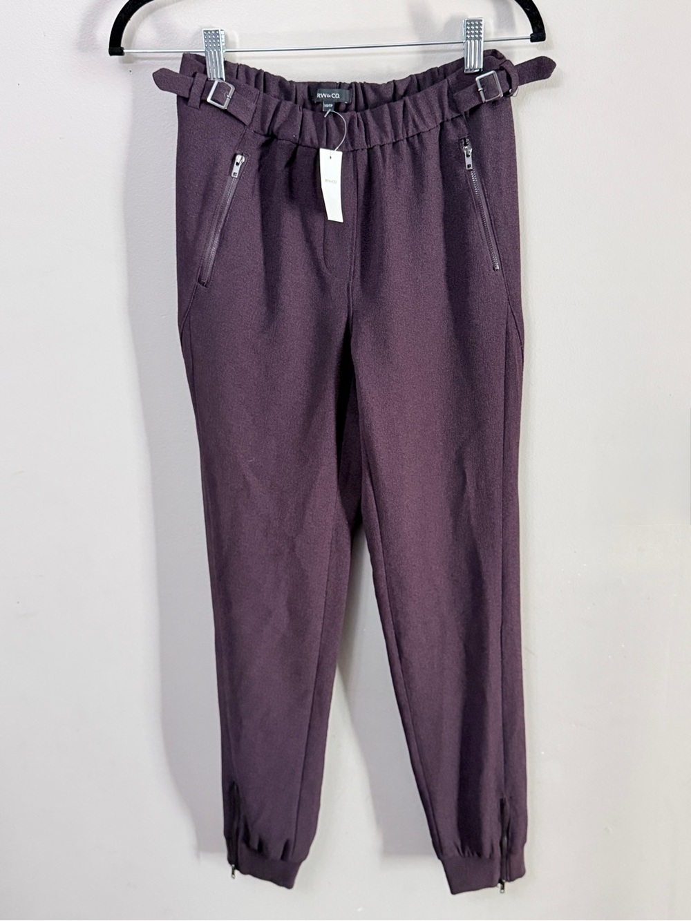 RW&CO. Plum Purple Mid/High Rise Ankle-Zip Jogger Pants XS